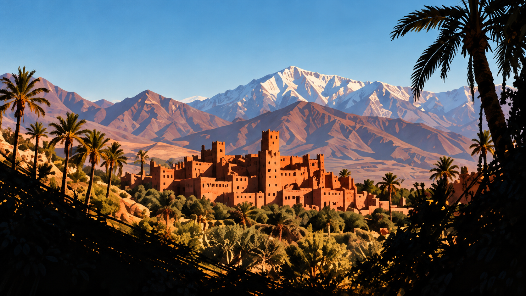Kasbah et montagnes de l’Atlas au Maroc